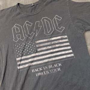AC/DC Back In Black 1980 US Tour Graphic Band T-Shirt, Licensed 2014 Rock Tee